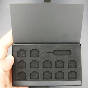 알루미늄 휴대용 SIM 마이크로 핀 SIM 카드, 나노 메모리 카드 보관함, 케이스 보호대 거치대, 12 슬롯 나노 + 1 슬롯 카드 핀, 1 개
