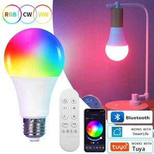 E27 LED 스마트 전구, RGB 투야 램프, 블루투스 앱 제어, 조도 조절 앰플 LED 전구, 15W 홈 침실 크리스마스 파티 장식