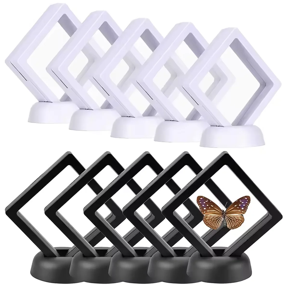 5Pcs 부동 디스플레이 케이스 프레임 링 목걸이 귀걸이 포장 상자 보석 동전 디스플레이 스탠드 홀더