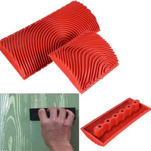 2 개/대 고무 롤러 브러시 그림 도구 모조 나무 Graining 벽화 홈 인테리어 아트 엠보싱 DIY Graining