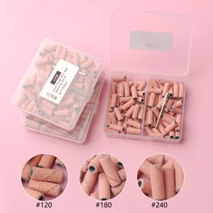 80 개/상자 핑크 3.1mm 미니 샌딩 밴드 키트 네일 드릴 비트 맨드릴 세트 전기 매니큐어 액세서리 도구 죽은 스킨 리무버