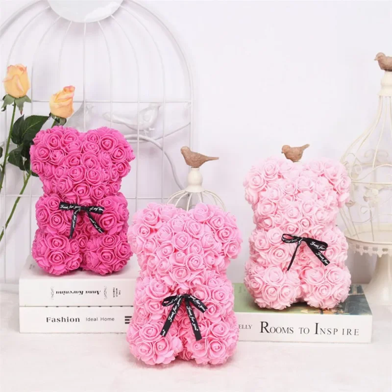 1pc 25cm 인공 거품 꽃 곰 장미 곰 발렌타인 데이 어머니의 날 기념일 결혼식을위한 낭만적 인 창조적 인 선물