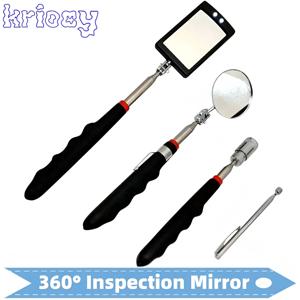 검사 거울 LED 조명 텔레스코픽 거울 360 회전 정비공 도구 자기 거울 텔레스코픽 핸들 수리 도구