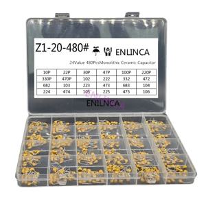 24값*20pcs =480pcs 모놀리식 세라믹 커패시터 10pF~10uF, 세라믹 커패시터 모듬 키트 1UF 100NF 330NF 0.1UF 102 104 105
