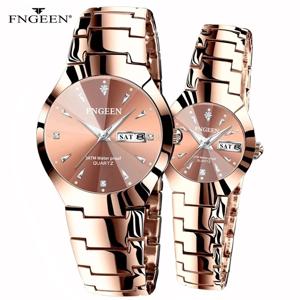 2023 FNGEEN 5808 Relogio Feminino 커플 시계, 연인용 쿼츠 시계, 럭셔리 여성 손목시계, 스테인레스 스틸 방수
