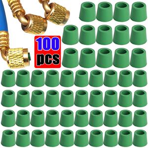 100/50PCS 고무 가스켓 에어컨 1/4 ''충전 호스 밸브 가스켓 매니 폴드 수리 씰 키트 교체 자동차 액세서리