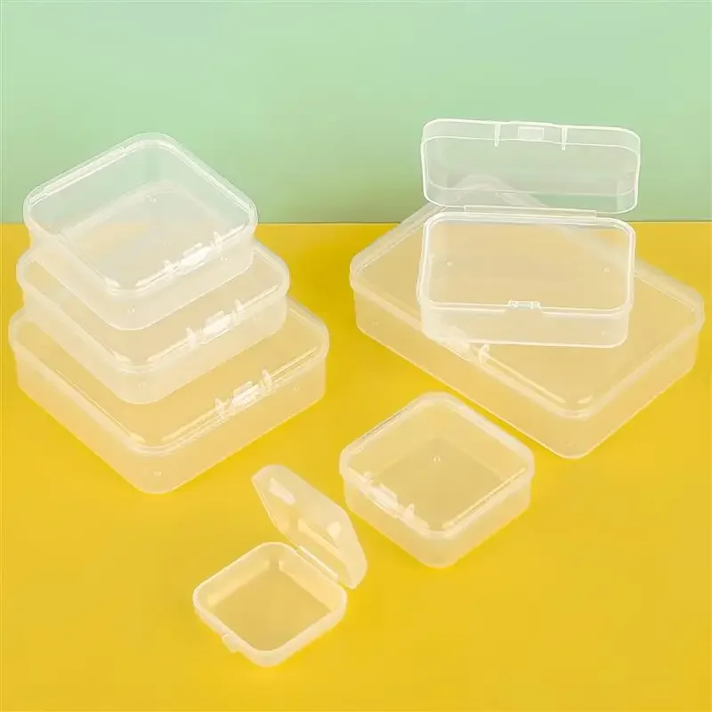 10pcs 플라스틱 상자 직사각형 상자 반투명 상자 포장 상자 보관 상자 방진 단단한 강한 보석 보관 케이스 컨테이너