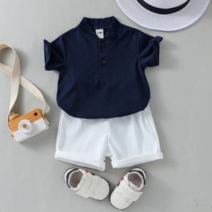 2PCS 유아 아기 소년 의류 세트 흰색 반팔 티셔츠 반바지 유아 정장에 대한 여름 일일 캐주얼 복장