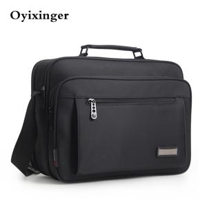 OYIXINGER-남성용 비즈니스 서류 가방, 방수 옥스포드 남성 숄더백 9-14 인치 노트북 아이패드 블랙 핸드백 여러 사이즈