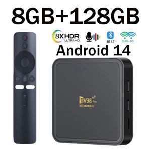 TV98 Pro TV 박스 안드로이드 14 지원 HD 8K 4K WiFi 4G 5G 음성 리모컨 미디어 플레이어 8GB 128GB Allwinner H313 쿼드 코어 IPTV