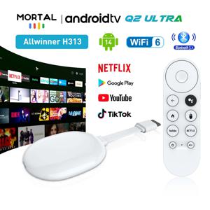 새로운 Mortal Android 14.0 BT5.X 4k 스마트 TV 스틱 Q2 Ultra Allwinner H313 2GB RAM 16GB ROM Q2 Ultra TV 스틱 듀얼 Wifi 6 TV 동글