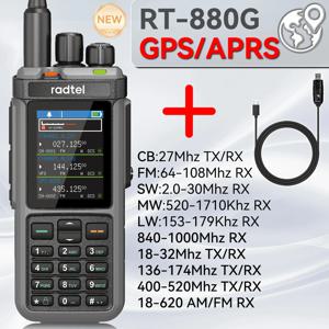 Radtel RT-880G + 프로그래밍 케이블 햄 라디오 10w 1024 채널 AM SSB CB 수신, USB LSB CW CB LW MW SW 2000mAh 1024 채널 타입 C