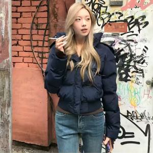 여성 가을 겨울 털 후드 재킷 여성 아우터 두꺼운 다운 코튼 패딩 슬림 숏 파카 여성 크롭 푸퍼 버블