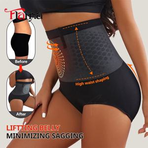 Flarixa 높은 허리 배꼽 컨트롤 바디 셰이퍼 엉덩이 리프팅 팬티 여성을위한 원활한 Shapewear 팬티 땀 속옷 팬티
