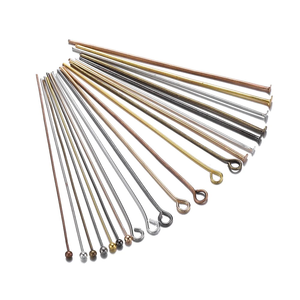 100/200 개/몫 3 스타일 16-60mm 아이 핀 볼 헤드 핀 귀걸이 팔찌 펜던트 쥬얼리 결과 DIY 용품 만들기