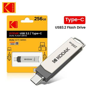 Kodak K273 USB 3.2 플래시 드라이브 OTG 128GB Pendrive USB3.2 Gen 1 Type-c 펜 드라이브 64GB Type C 메모리 스틱 256GB 고속