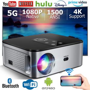 HORLAT T3N 1500안시루멘 안드로이드 4K LED 프로젝터 풀 HD 1080P 비디오 8K 홈 시어터 자동 키스톤 5G 와이파이 휴대용 프로젝터