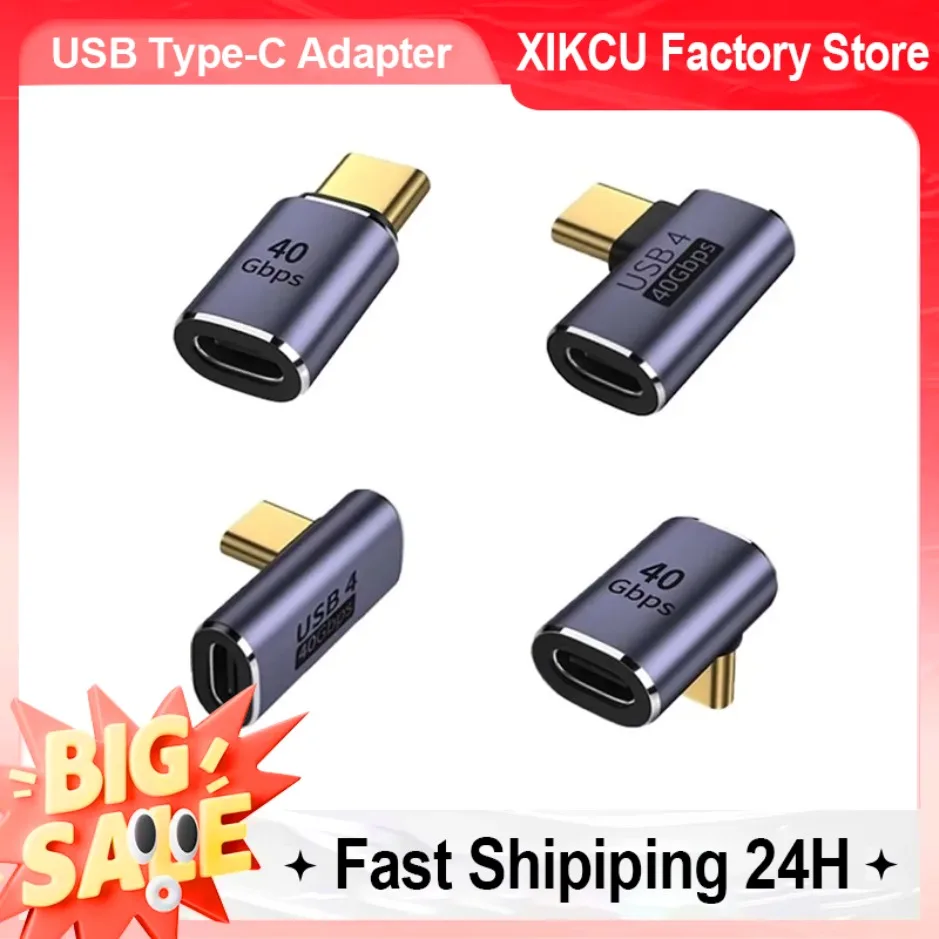 Macbook용 USB Type-C 어댑터, 90도 빠른 충전 변환기 남성-여성 100W 40gbps PD 데이터 전송