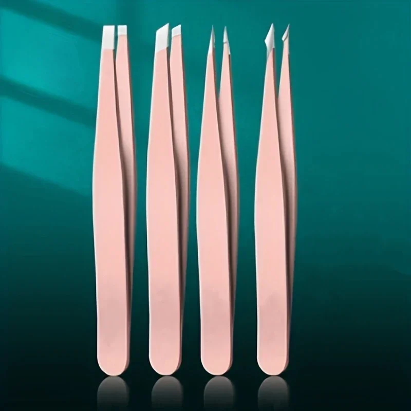 4pcs 세트 전문 핀셋 세트 눈썹 제모에 적합한 스플린터 제거가 매우 간편하고 편안합니다.