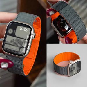 Apple watch S10 용 마그네틱 루프 스트랩 46mm 42mm 40mm 41mm 45mm 44mm 49mm lWatch 시리즈 용 실리콘 스트랩 Ultra 2 9 8 7 6 5 4