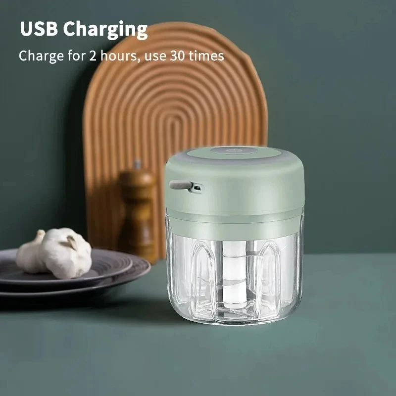 250/100ml USB 전기 마늘 다지기 - 빠르고 쉬운 음식 준비를 위한 강력한 고기 분쇄기 및 야채 분쇄기 마늘 으깨기