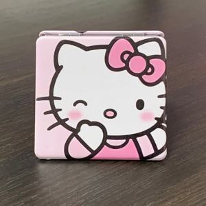 헬로 키티 거울 휴대용 소형 거울 헬로 키티 산리오 휴대용 접이식 거울 양면 패턴 메이크업 소녀를위한 선물