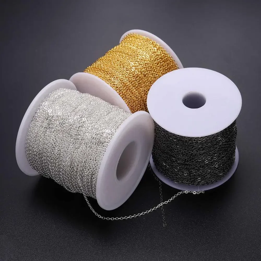 5m/5.47yards 1.5 2.0 2.5mm 구리 청동 타원형 링크 목걸이 체인 쥬얼리 용 대량 황동 DIY 재료 결과 용품 만들기