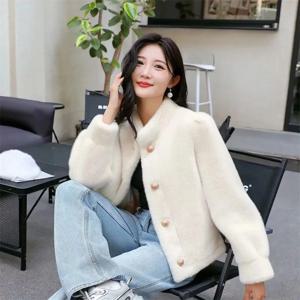 여성용 고품질 모피 코트, 겨울 모피 재킷, 스탠드업 밍크 아우터, 짧은 환경 보호, Mao Mao 오버코트, 2024 신상
