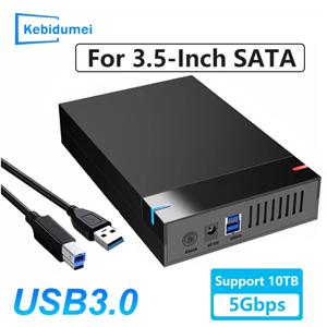3.5인치 HDD 케이스 USB 3.0-SATA 외장형 하드 드라이브 리더 지원 10TB 하드 드라이브 인클로저 PC Lapop용 고속 어댑터