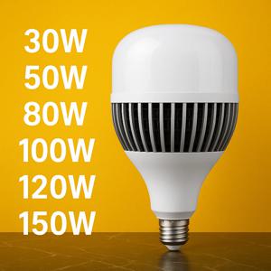 고전력 30W/50W/80W/100W/120W/150W E27 LED 전구 220V 6500K 가정용 차고 창고 사무실 조명 사용을위한 에너지 절약 램프