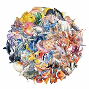 50PCS 해양 생물 장식 스티커 핸드북 개인화 된 컴퓨터 전화 케이스 스티커 정원 시리즈 방수 스티커