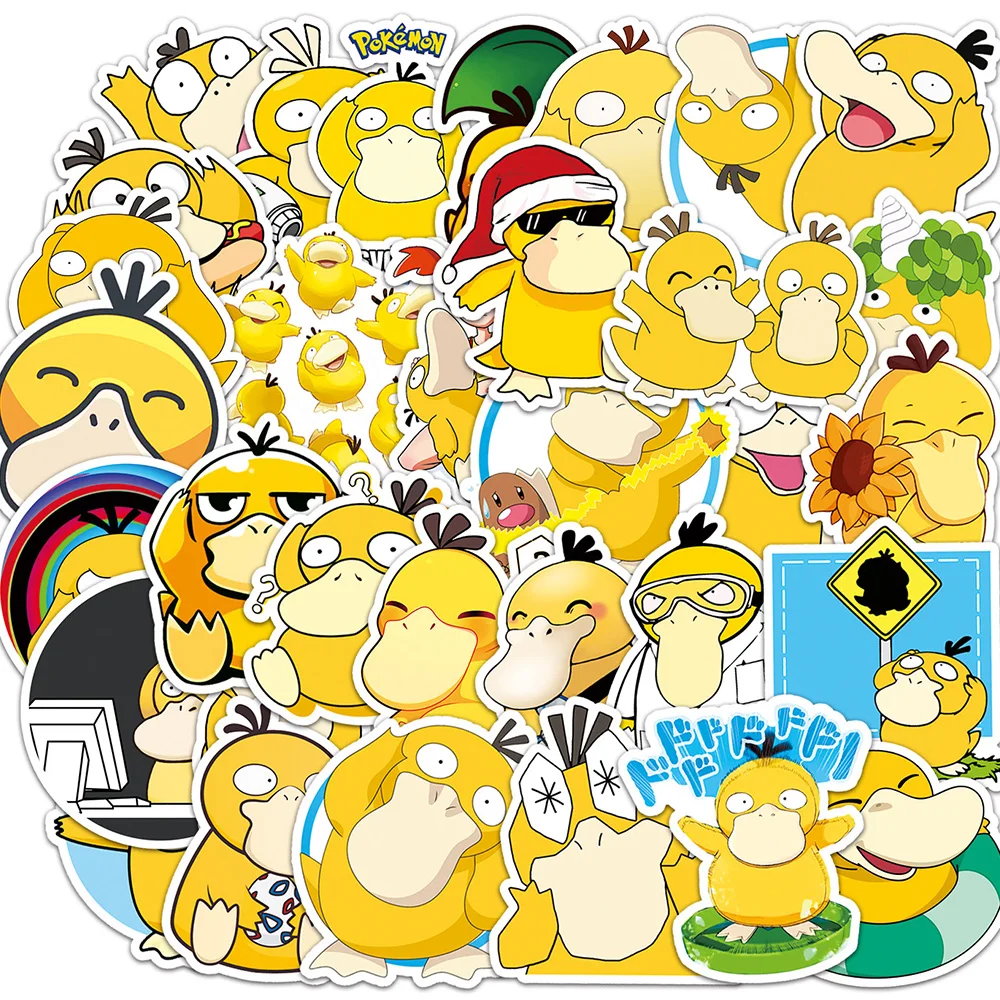 10/30/50pcs Kawaii 애니메이션 포켓몬 Psyduck 스티커 귀여운 만화 낙서 데칼 DIY 전화 물병 노트북 스티커 어린이 장난감