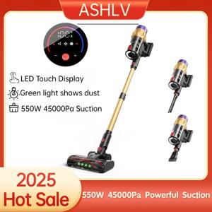 550W 45000Pa 무선 진공 청소기 강력한 흡입 LED 터치 디스플레이 가정용 자동차 청소를위한 휴대용 무선 전기 빗자루