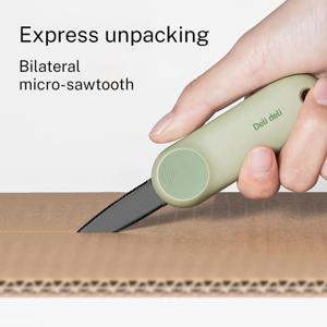 미끄럼 방지 안전 그립이 있는 DELI 박스 커터 - 휴대용 패키지 오프너, 언박싱용 학생 안전 유틸리티 나이프, 벽지 트리밍