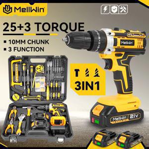 MELLWIN 25 + 3 토크 전기 임팩트 드릴 2 속도 조정 가능한 무선 전기 스크루 드라이버 전동 공구 Makita 18V 배터리 핀