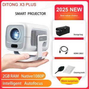 디톤 X3Plus HD 프로젝터 네이티브 1080P 4K WIFI6 BT5.4 안드로이드 미니 휴대용 프로젝터 led 홈시어터 비디오 프로젝터