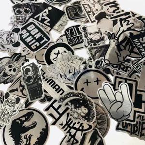 50/100PCS 모방 금속 브랜드 로고 록 밴드 스티커 어린이 장난감 전화 기타 노트북 멋진 PVC 방수 낙서 스티커