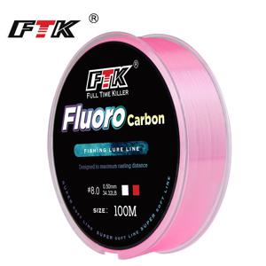 FTK 100m 4.13-34.32LB 플루오로카본 낚시 루어 라인 0.14mm-0.5mm 핑크 탄소 섬유 플라이 낚시 라인 슈퍼 소프트 라인 Pesca