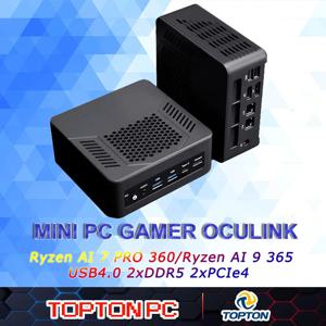 신형 미니 PC Oculink AMD Ryzen AI 9 HX 370 365 7 PRO 360 USB4.0 2xDDR5 2xPCIe4 데스크탑 게이밍 컴퓨터 윈도우 11 WiFi6