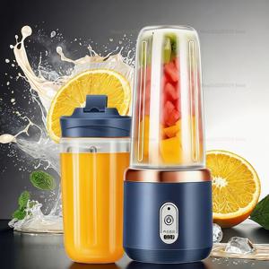 다기능 더블 컵 Juicer 400ml USB 충전식 휴대용 전기 Juicer 6 블레이드 과일 믹서기 홈 주방 도구