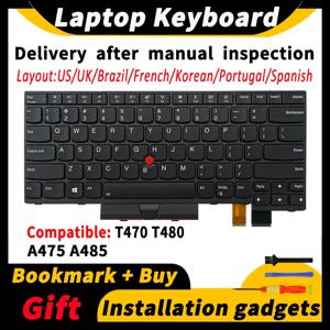 노트북 교체 키보드, for 레노버 씽크패드 T470 T480 A475 A485 US RU BR FR KR UK PT SP DE 레이아웃 01HX459 01AX364 SN20P41641