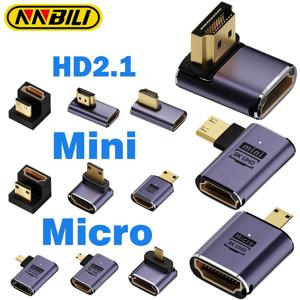 NNBILI HDMI2.1 48Gbps 8K@60Hz 4K@120Hz 초고속 어댑터 PS5 X/S PC HDTV 프로젝터용 미니/마이크로 HDMI-HDMI 변환기