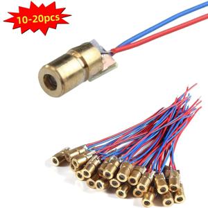 10/20pcs 조정 가능한 미니 레이저 포인터 다이오드 레드 도트 레이저 다이오드 회로 3V/5V 5mW 650nm 모듈 포인터 시력 구리 헤드