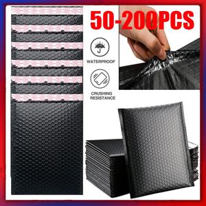 50-200PCS 버블 메일러 블랙 폼 봉투 가방 셀프 인감 메일러 패딩 봉투 가방 버블 메일 링 가방 배송 패키지 가방