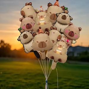 10/30/50pcs 미니 Capybara 알루미늄 필름 풍선 베이비 샤워 생일 파티 파티 장식 곰 풍선 에어 글로브 용품