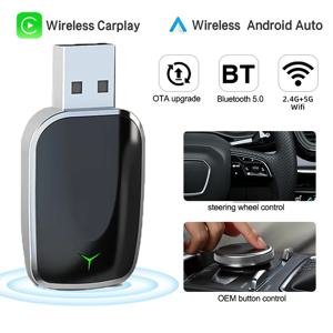 2025 새로운 업그레이드 CarPlay Box 안정적인 무선 스마트 연결 인스턴트 페어링 드라이브 스마트 플러그 앤 플레이 무선 미니 박스에 유선