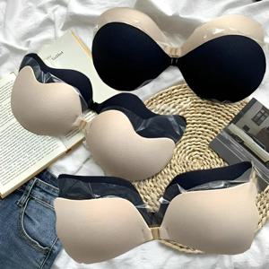 여성 섹시한 보이지 않는 Strapless 접착 스틱 브래지어 Strapless 푸시 업 브래지어 Backless 란제리 원활한 실리콘 Bralette 속옷