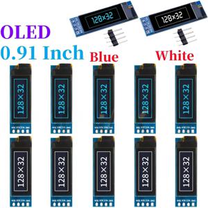 0.91인치 128x32 IIC I2C 화이트/블루 OLED LCD 디스플레이 DIY 모듈 SSD1306 드라이버 IC DC 3.3V 5V (아두이노용)