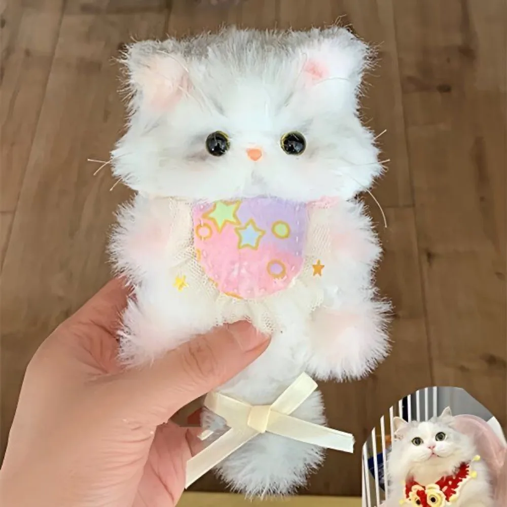 귀여운 수제 트위스트 스틱 작은 고양이 펜던트 키 체인 플러시 DIY 재료 패키지 선물 트위스트 바 새끼 고양이 인형 장난감