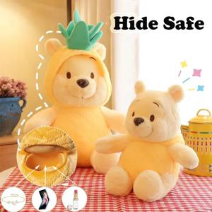 봉제 곰 숨겨진 금고 보관 안전 구획 사이트, 돈 쥬얼리, 어린이 탈착식 모자 인형, 비밀 크리에이티브 선물, 1 개